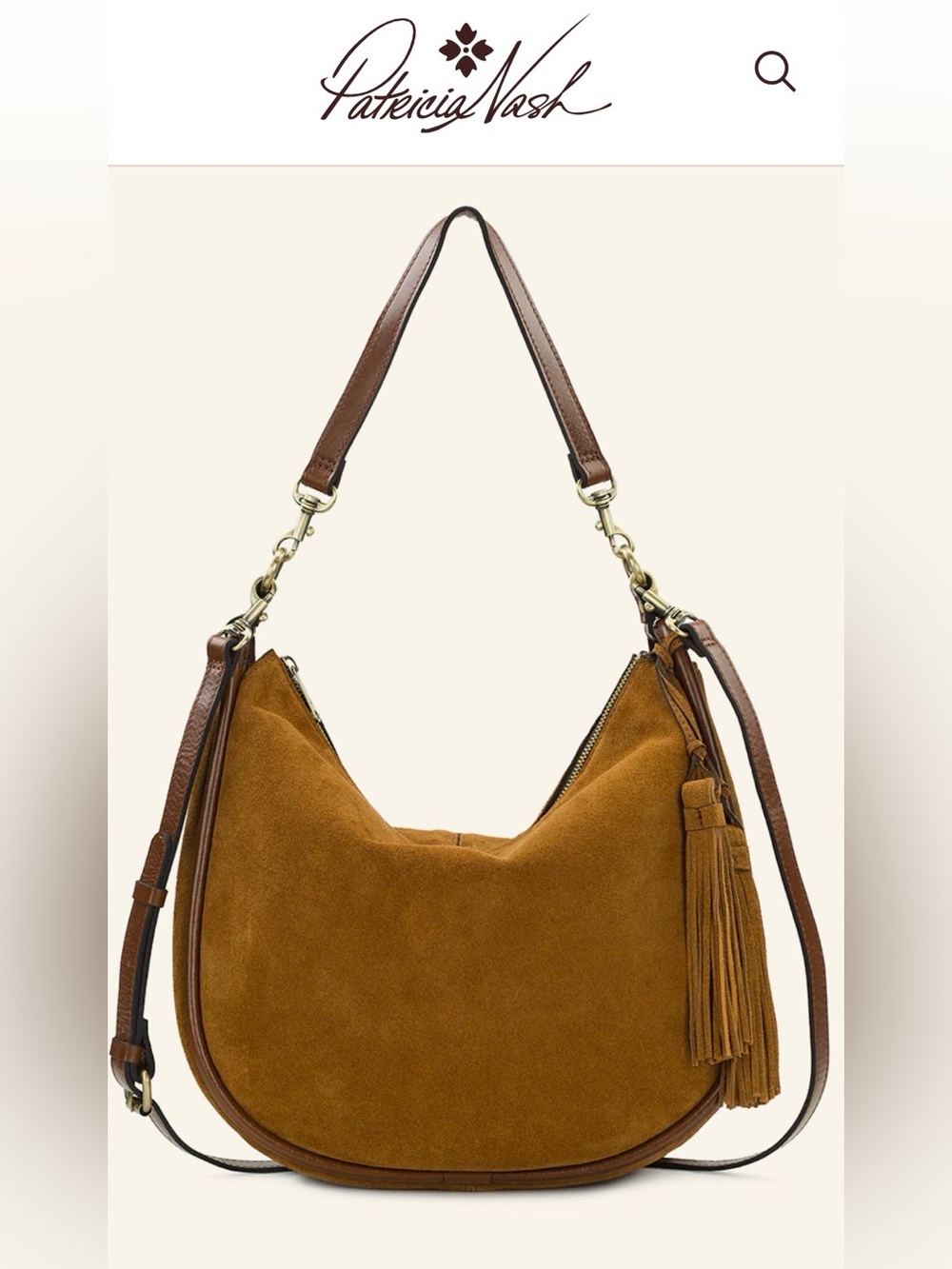 Patricia Nash Suede Leather Chiavari Cognac Tassel Bag see description - Picture 4 of 14